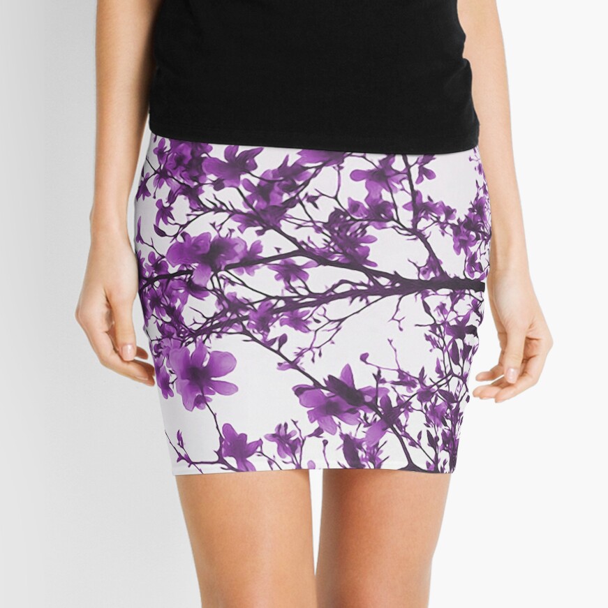 Disover Purple Flowers in Bloom Mini Skirt