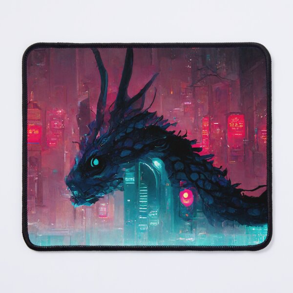 Item preview, Neon Cyberpunk Dragon in the city designed and sold by CyberStreetArt.