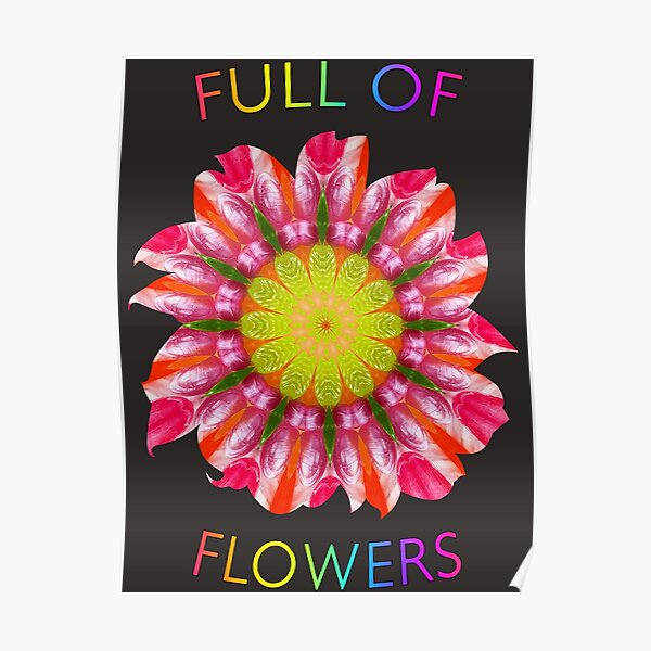 Full of Flowers with red and yellow abstract flower - Floral Pattern  Poster by LV-creator