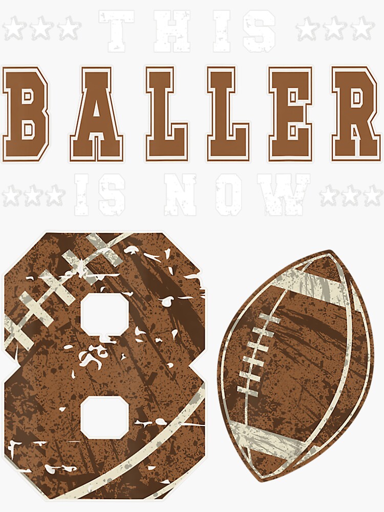 "8th Birthday Football Boy Eight Year Old Football Player " Sticker for