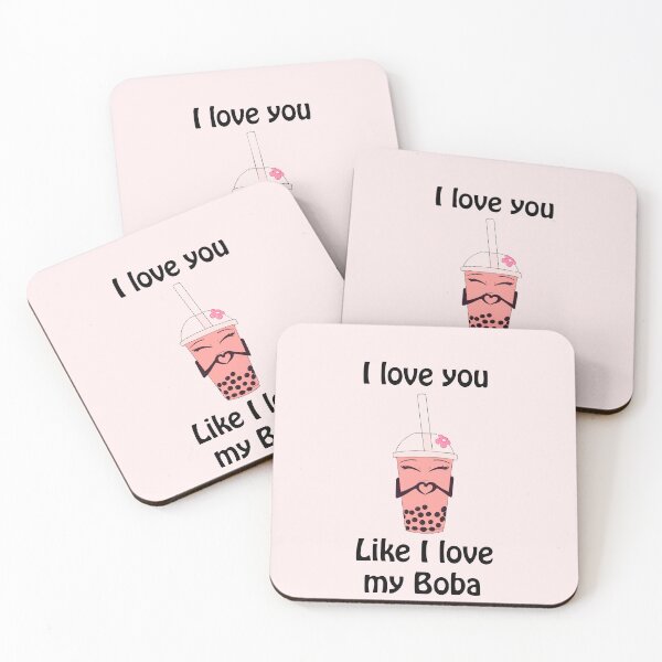 Aperçu de l'œuvre Boba rose je t'aime comme j'aime mon Boba créée et vendue par TheFoxyWolfShop.