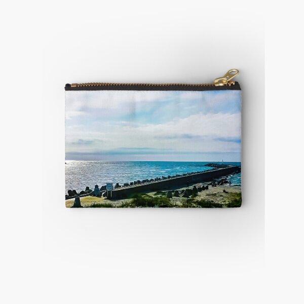 Item preview, Pier with concrete breakwaters. Seascape, glare on the water of the Baltic Sea, rays of light designed and sold by EvgeniiV.
