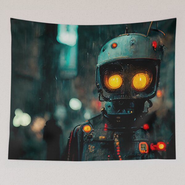 Item preview, Cyberpunk Punk Robot In Rain designed and sold by CyberStreetArt.