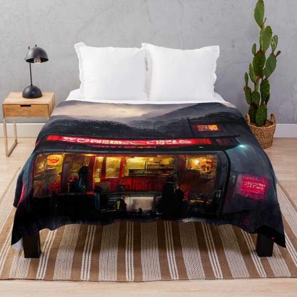 Item preview, Cyberpunk Japanese Sushi Place In The Mountains designed and sold by CyberStreetArt.