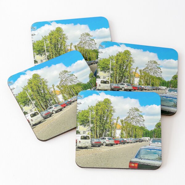 Item preview, Street of the city. Parked cars. Clear weather. Tram rails. Picture from a photo designed and sold by EvgeniiV.
