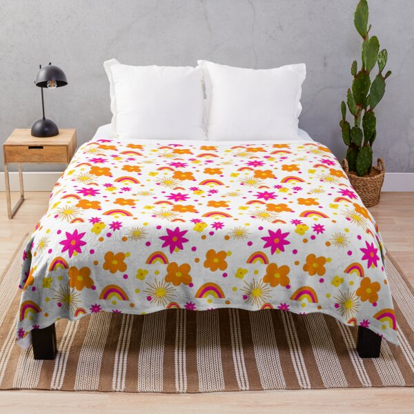 Item preview, Retro Flowers Rainbow Sun Pattern designed and sold by Julie Woolfolk.