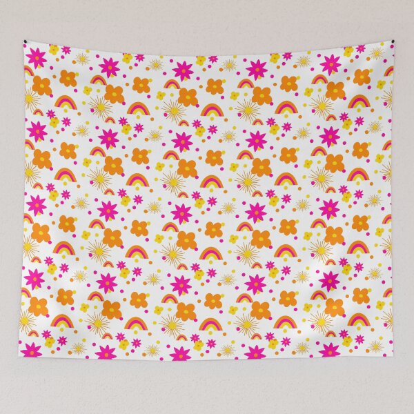 Item preview, Retro Flowers Rainbow Sun Pattern designed and sold by Julie Woolfolk.