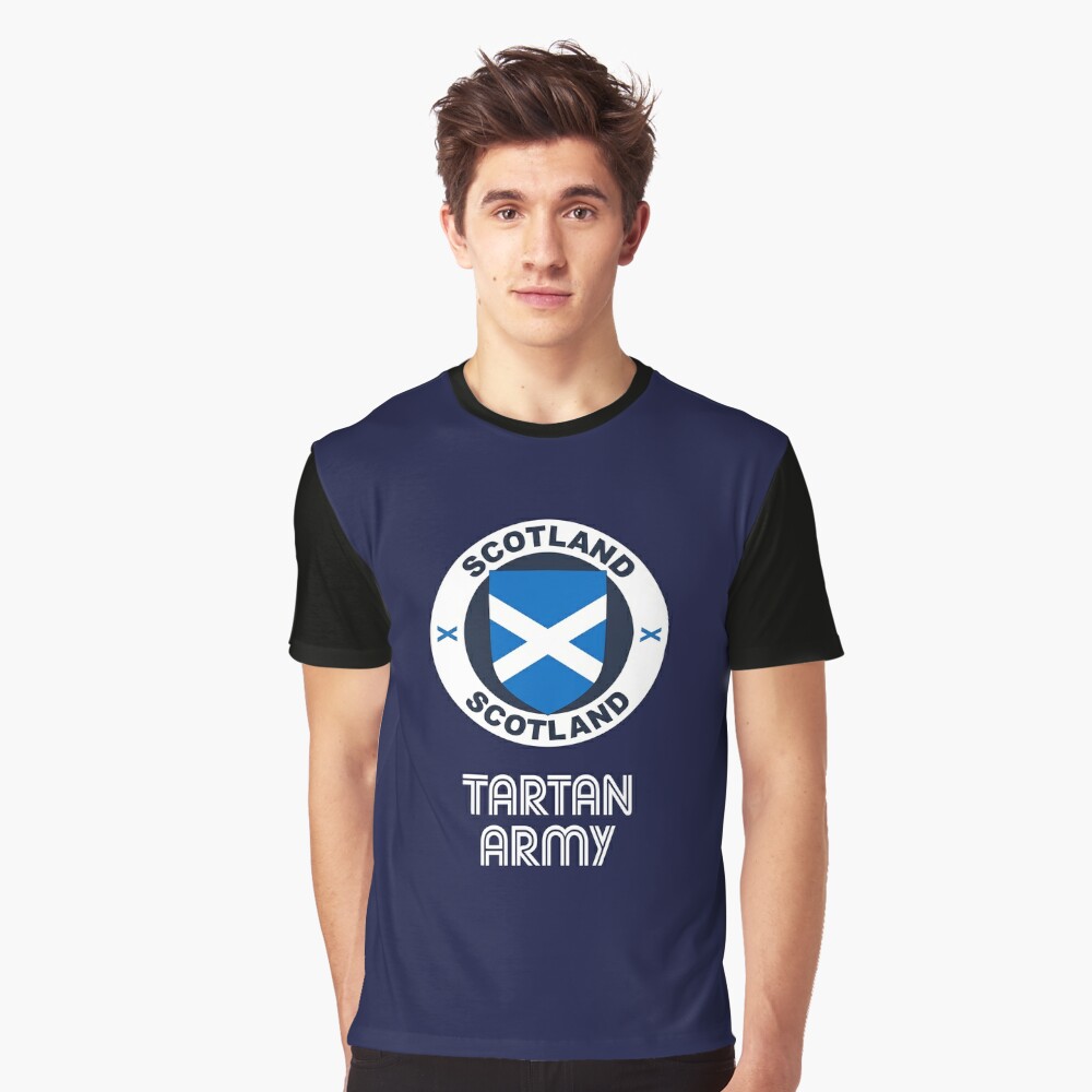 Zazzle Retro Scotland Soccer Jersey Crest Tartan Army SCO T-Shirt, Men's, Size: Adult S, Navy Blue