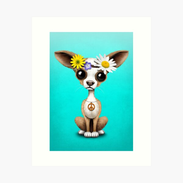 Psychedelic Rainbow Cute Tricolor Chihuahua Dog Art Jigsaw 