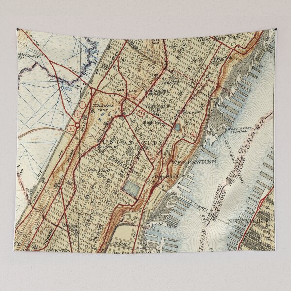 Item preview, Weehawken, Union City & West New York Map (1935) designed and sold by BravuraMedia.