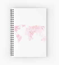 Pink Marble World Map Spiral Notebook