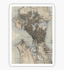 Vintage Map of Seattle Washington (1908) Sticker