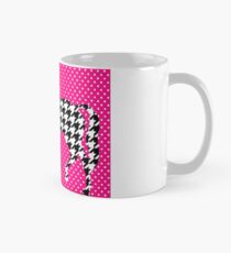Taza clásica "Busy Horse in Hound" Hounds tooth Equine Polka Dot Hot Pink Black White