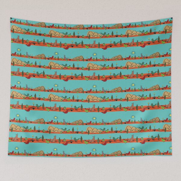 Item preview, Desert MidMod - Red on Aqua designed and sold by bmfabricdesigns.