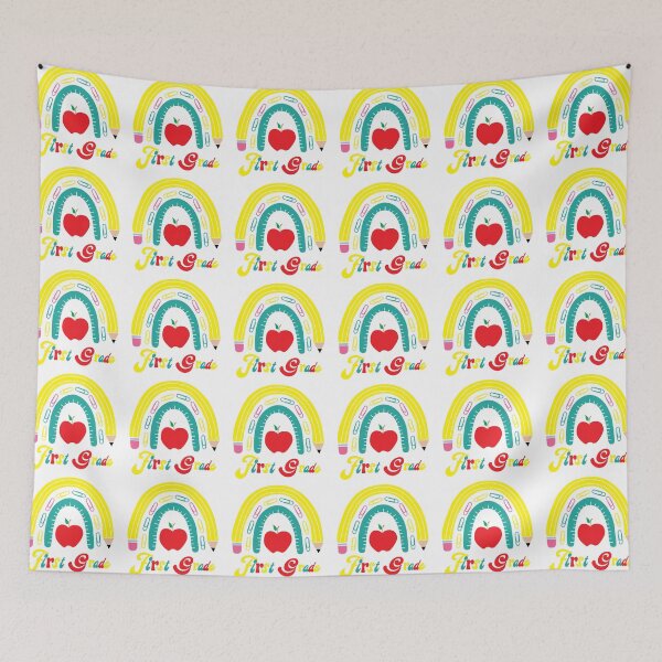 Item preview,  first grade School Rainbow Retro, Back to School, First day in School designed and sold by BlueDiamond-19.