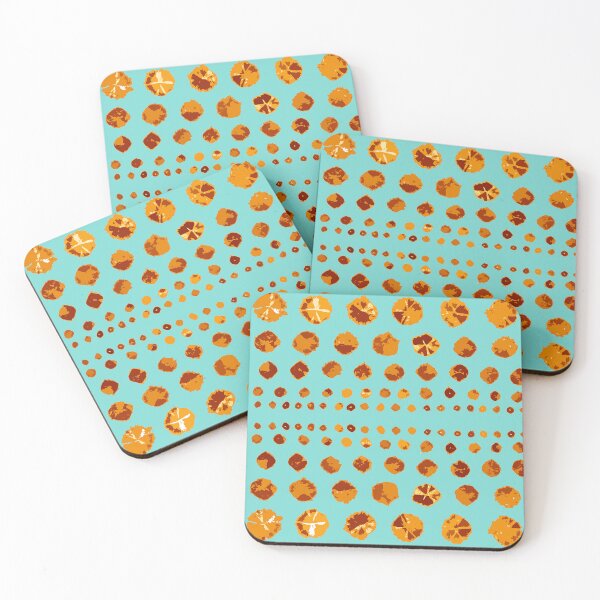 Item preview, Shibori Circles - Orange on Aqua designed and sold by bmfabricdesigns.