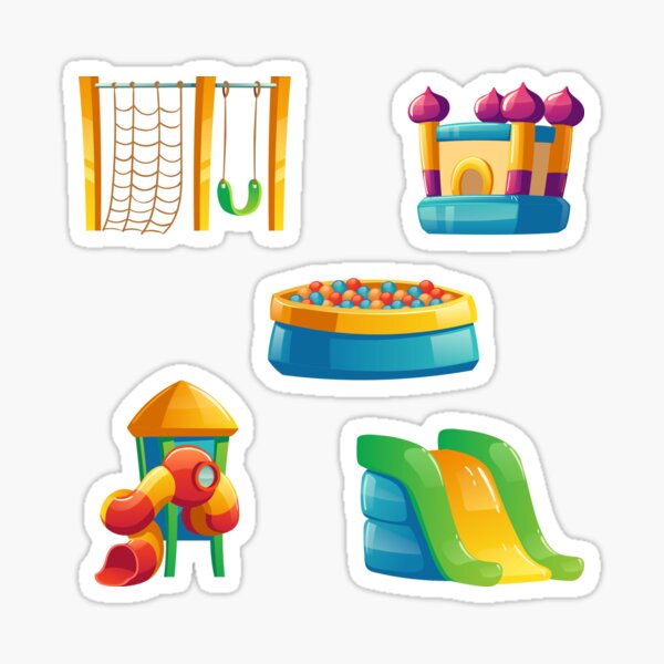 "sticker Playground with trampoline and slide" Sticker for Sale by