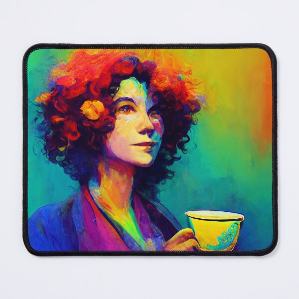 Item preview, Curly-Haired Woman Drinking Coffee designed and sold by mikelovesrobots.