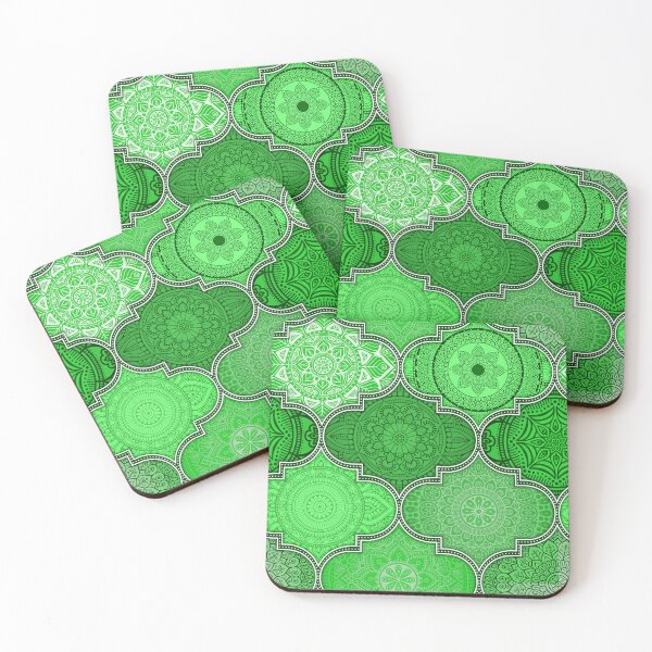 Item preview, Shades of Green Hue Colorful Ethnic Indian Abstract Floral Tiles pattern designed and sold by Art-by-Geoff.