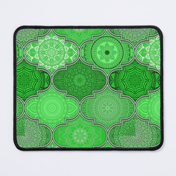 Item preview, Shades of Green Hue Colorful Ethnic Indian Abstract Floral Tiles pattern designed and sold by Art-by-Geoff.