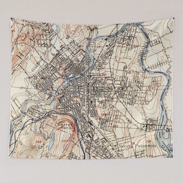 Item preview, Vintage Map of Paterson NJ (1897) designed and sold by BravuraMedia.