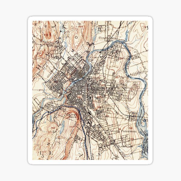 Vista previa del artículo con la obra «Mapa vintage de Paterson NJ (1897)», diseñado y vendido por BravuraMedia.