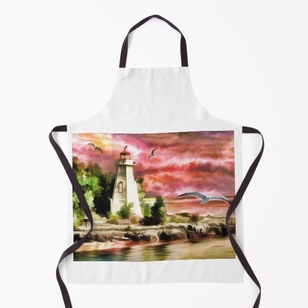 Item preview, A beautiful light house, tree, ocean, birds orange sky weather designed and sold by Jas Artist.