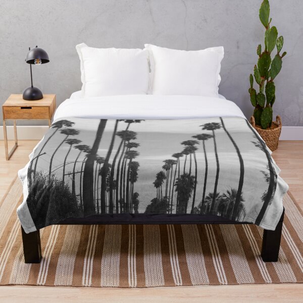 Vintage Black & White California Palm Trees Photo Throw Blanket