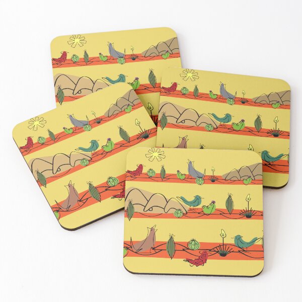 Item preview, Desert MidMod - Red on Mustard Yellow designed and sold by bmfabricdesigns.