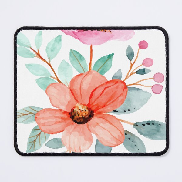 Item preview, watercolor pink and green flowers designed and sold by Abidar12.