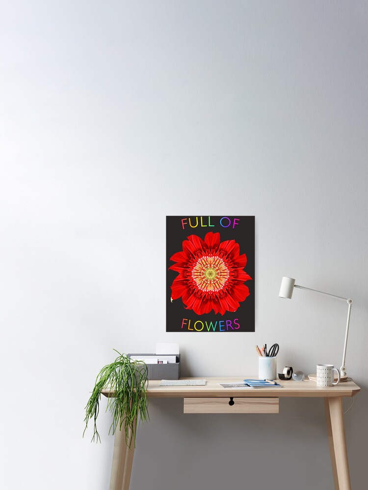 Full of Flowers with red and yellow abstract flower - Floral Pattern  Poster by LV-creator