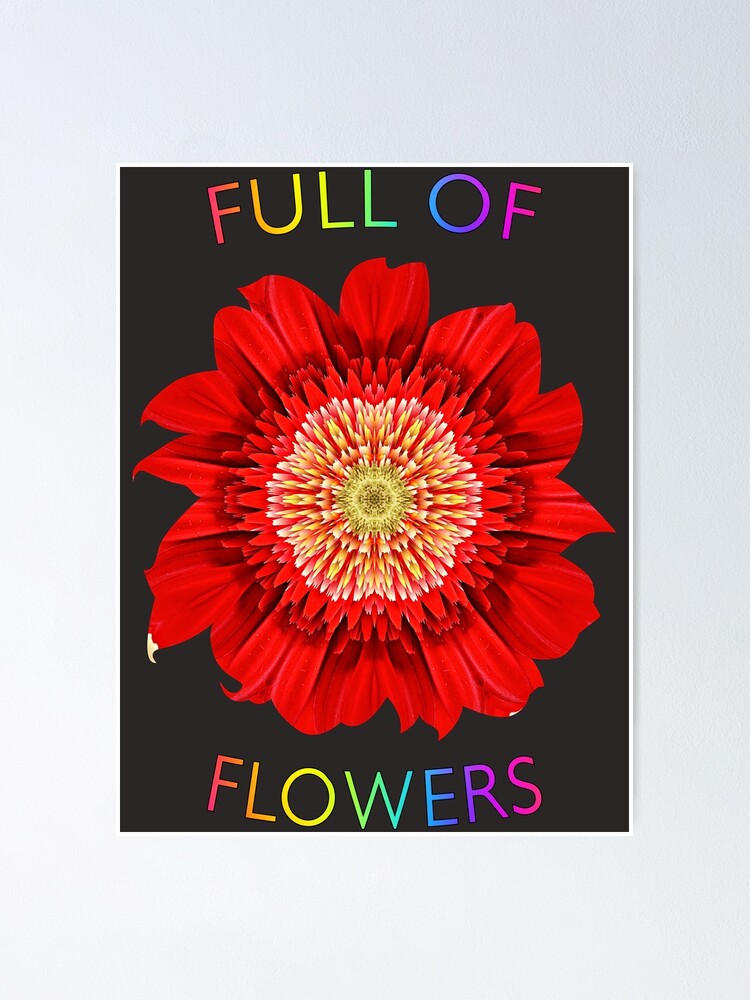 Full of Flowers with red and yellow abstract flower - Floral Pattern  Poster by LV-creator