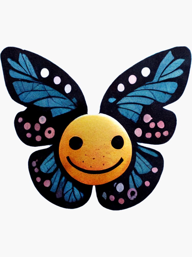 "Butterfly Smiley Face )" Sticker for Sale by SmileyDan Redbubble