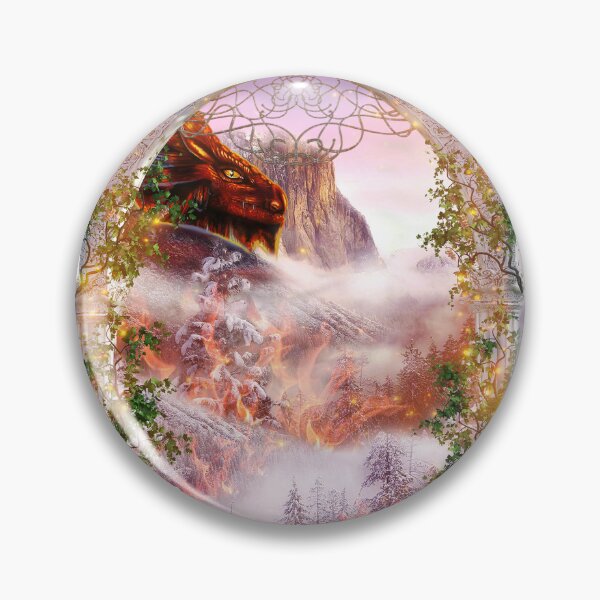 Item preview, Sunset Mountain Red Dragon in Forest Flames  designed and sold by Kim Andrews.
