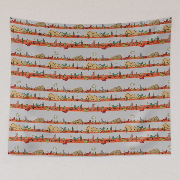 Item preview, Desert MidMod - Red on Gray designed and sold by bmfabricdesigns.