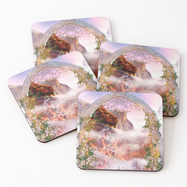 Item preview, Sunset Mountain Red Dragon in Forest Flames  designed and sold by Kim Andrews.