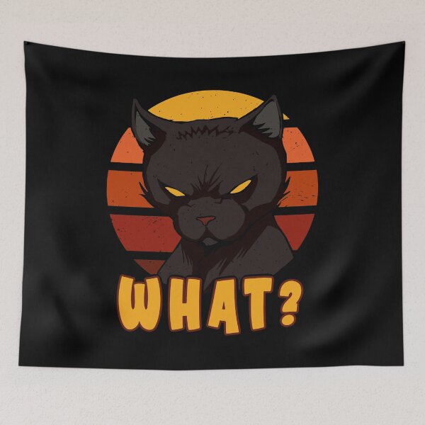 Item preview, Cat What, Funny Black Cat Halloween Murderous Looking Cat With Evil Devilous Eyes designed and sold by Countrysmart.