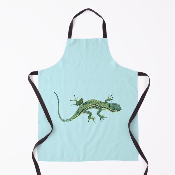 Item preview, Green Lizard Watercolor Blue background designed and sold by SandraArtStudio.