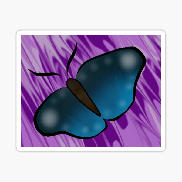 "Blue Butterfly (white spots) (purple groovy)" Sticker for Sale by