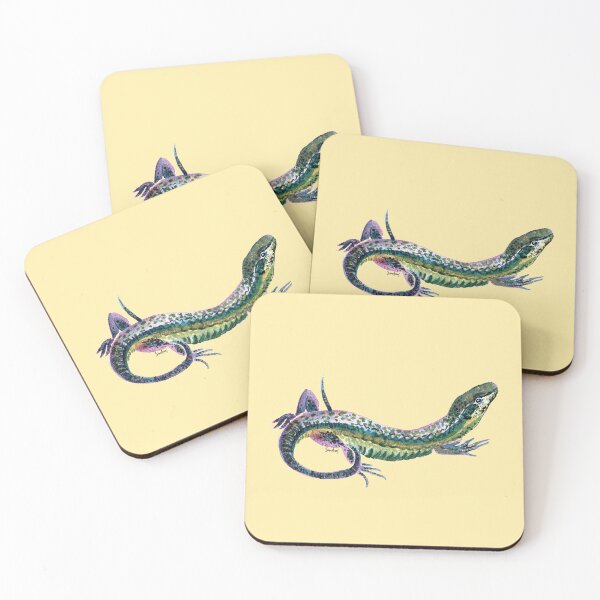 Item preview, Watercolor Lizard Colorful with Yellow background designed and sold by SandraArtStudio.