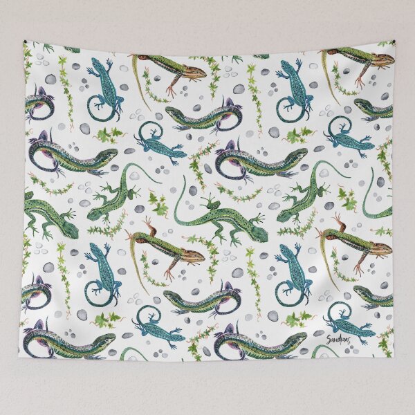 Item preview, Watercolor Lizard Colorful with Yellow background designed and sold by SandraArtStudio.
