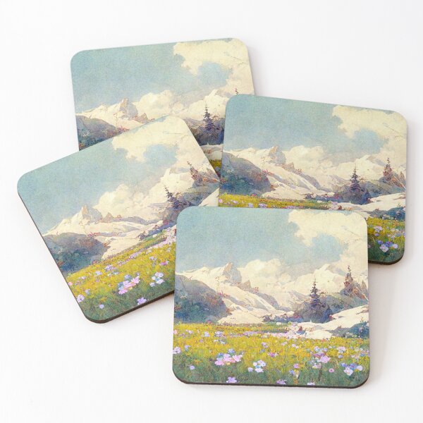 Item preview, Mountain landscape with meadow and flowers designed and sold by cyberdreams-art.