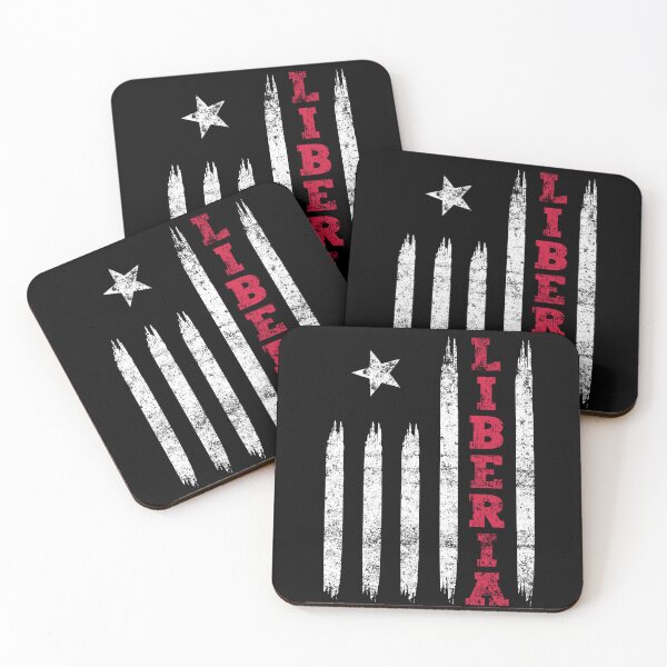 Item preview, Liberia Liberian Flag Lone Star White & Red Vintage - Black designed and sold by PearlMoonGrapes.