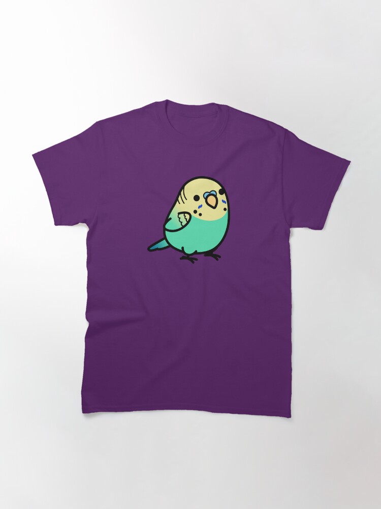 Thumbnail 3 of 7, Classic T-Shirt, Chubby Sky Blue Yellow-headed Budgie designed and sold by birdhism.