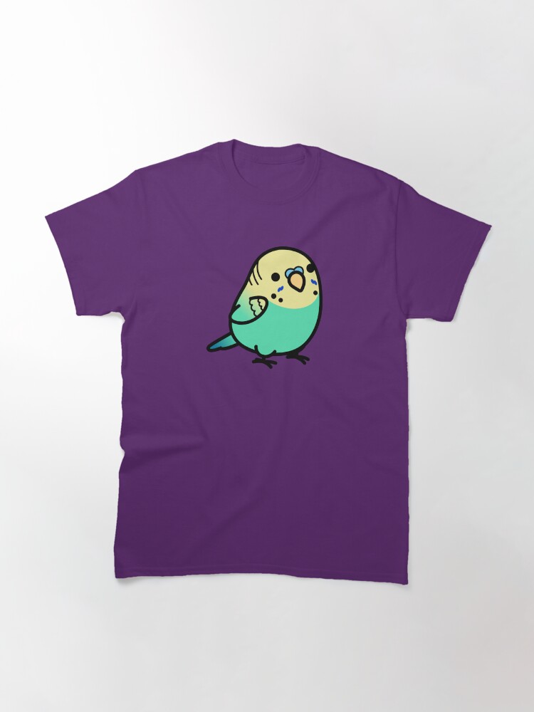 Thumbnail 2 of 7, Classic T-Shirt, Chubby Sky Blue Yellow-headed Budgie designed and sold by birdhism.