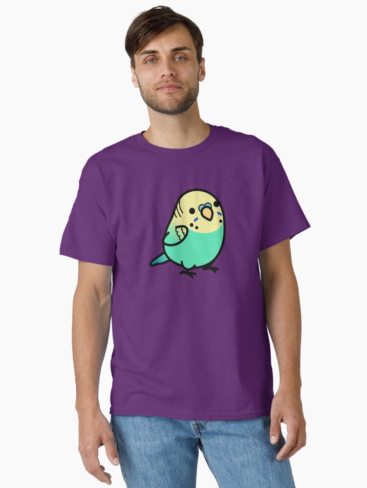 Thumbnail 1 of 7, Classic T-Shirt, Chubby Sky Blue Yellow-headed Budgie designed and sold by birdhism.