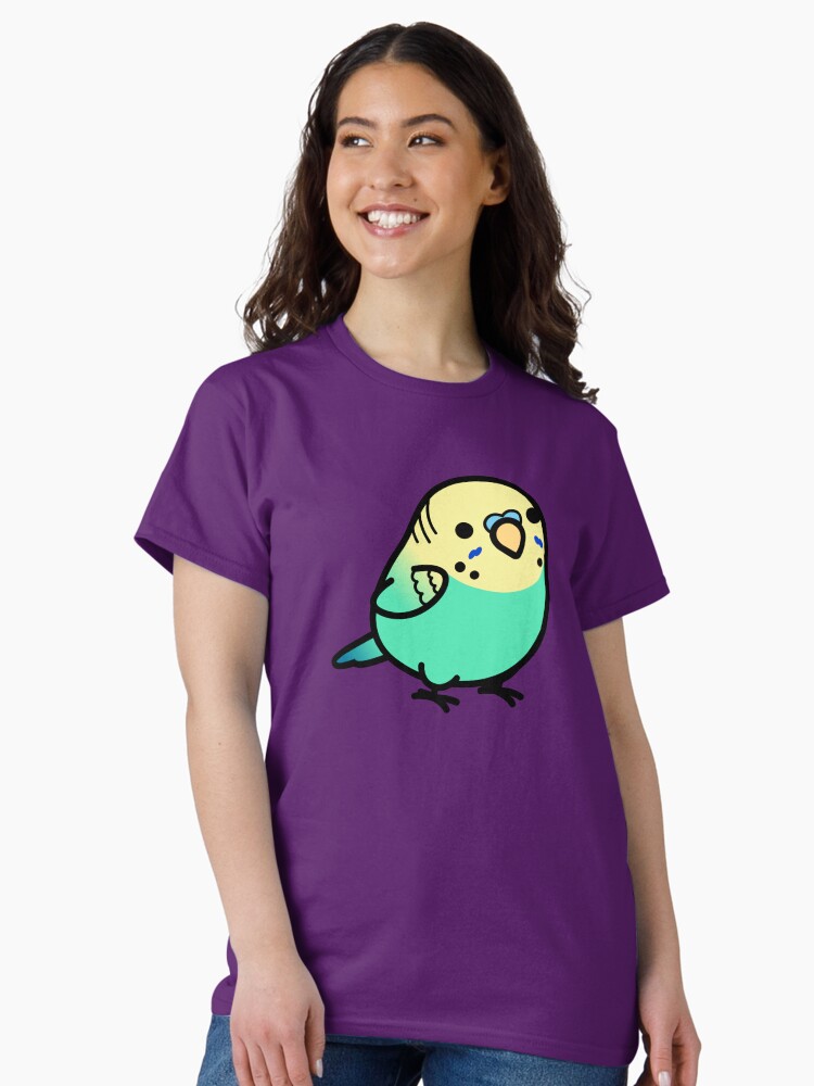 Thumbnail 2 of 7, Classic T-Shirt, Chubby Sky Blue Yellow-headed Budgie designed and sold by birdhism.