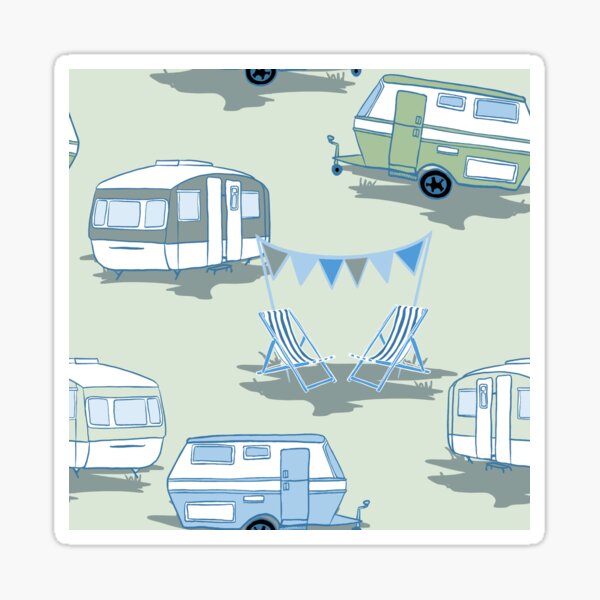 Aperçu de l'œuvre Caravanes vintage en vert créée et vendue par Superdoodledo.