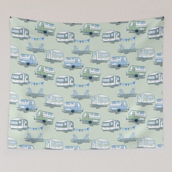 Item preview, Vintage caravans in green designed and sold by Superdoodledo.