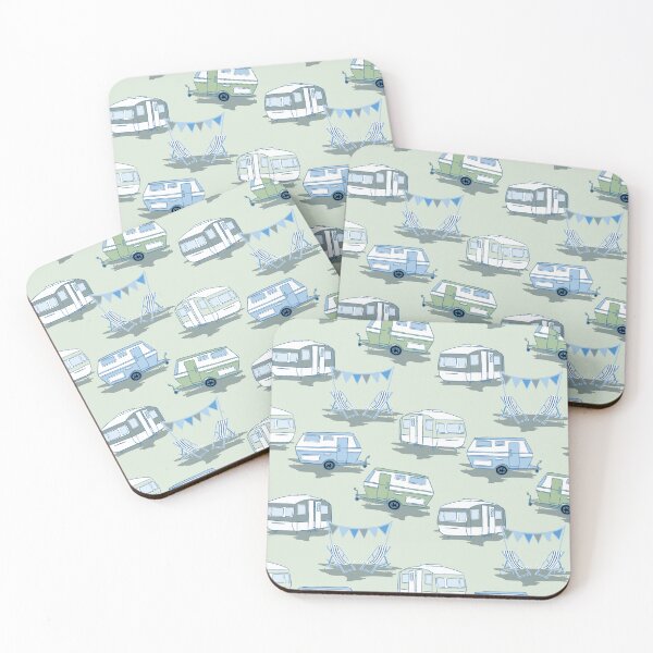 Item preview, Vintage caravans in green designed and sold by Superdoodledo.
